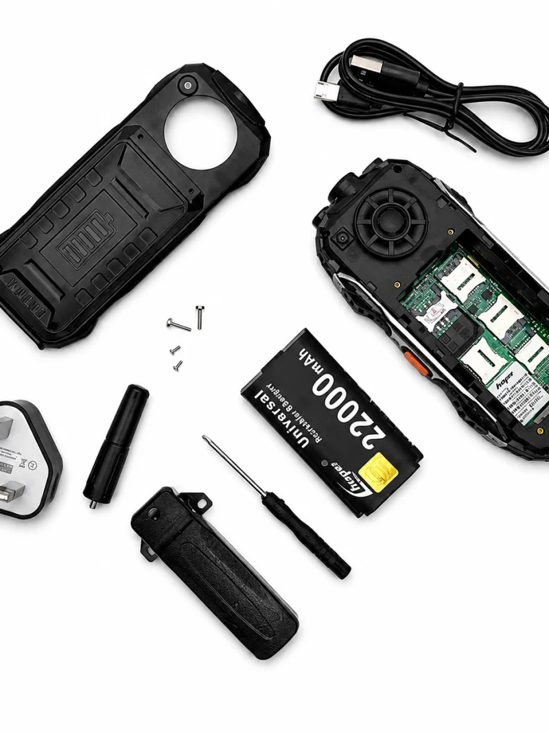 موبايل K19 للمهام الصعبة بشريحتين، هاتف قوي ببطارية ضخمة 22000mAh مع كشاف LED