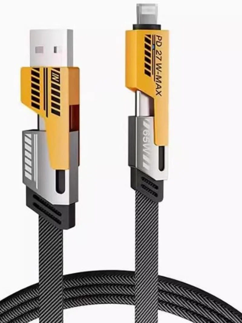 كابل شاحن USB متعدد 15 سم، شحن سريع 65 واط 3 في 1